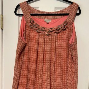 ROZ & ALI coral print sleeveless top 1X